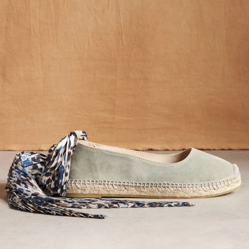 NWT Gaimo Suede Lace Up Espadrille Trellis Sage